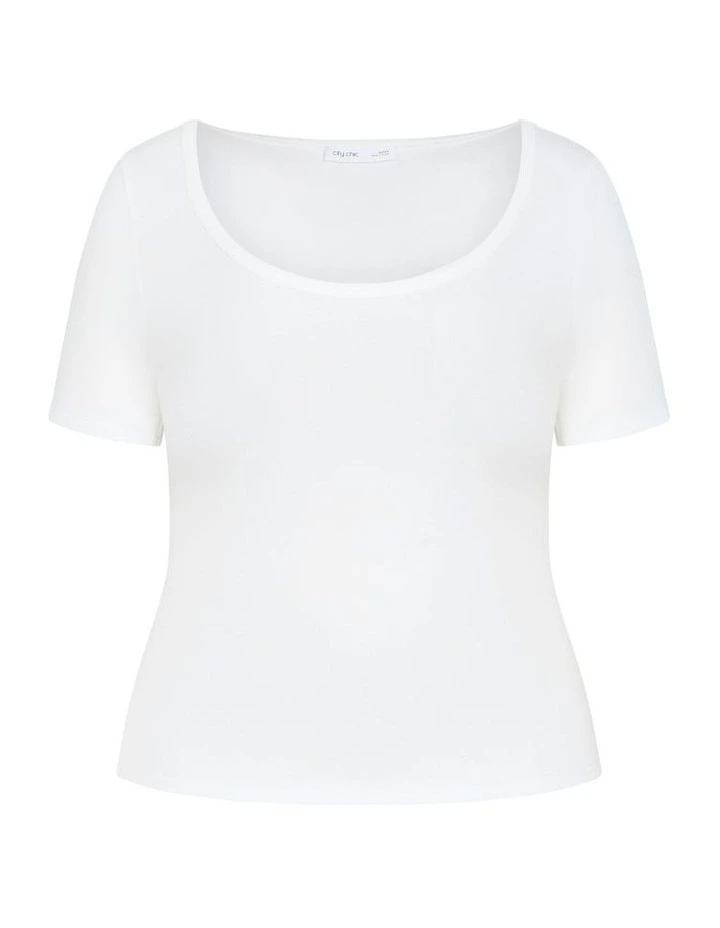 Everyday Scoop Neck Tee in Ivory image 6