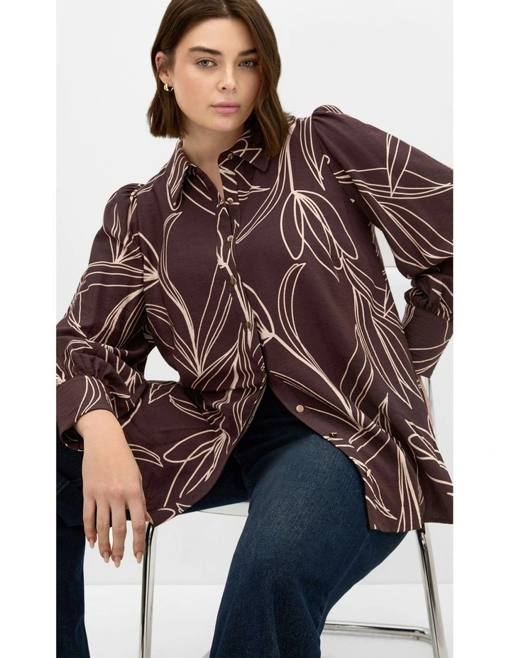 Rosabella Print Shirt in Brown image 1