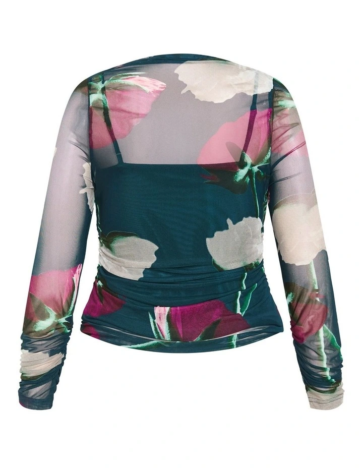 Lauryn Print Top in Emerald Stem image 4
