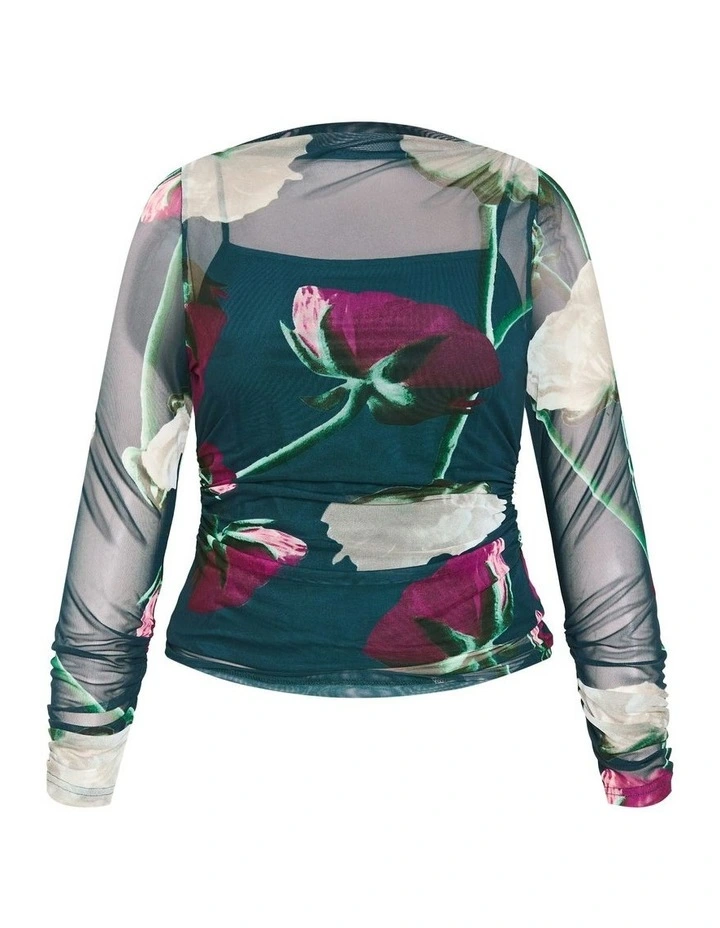 Lauryn Print Top in Emerald Stem image 5