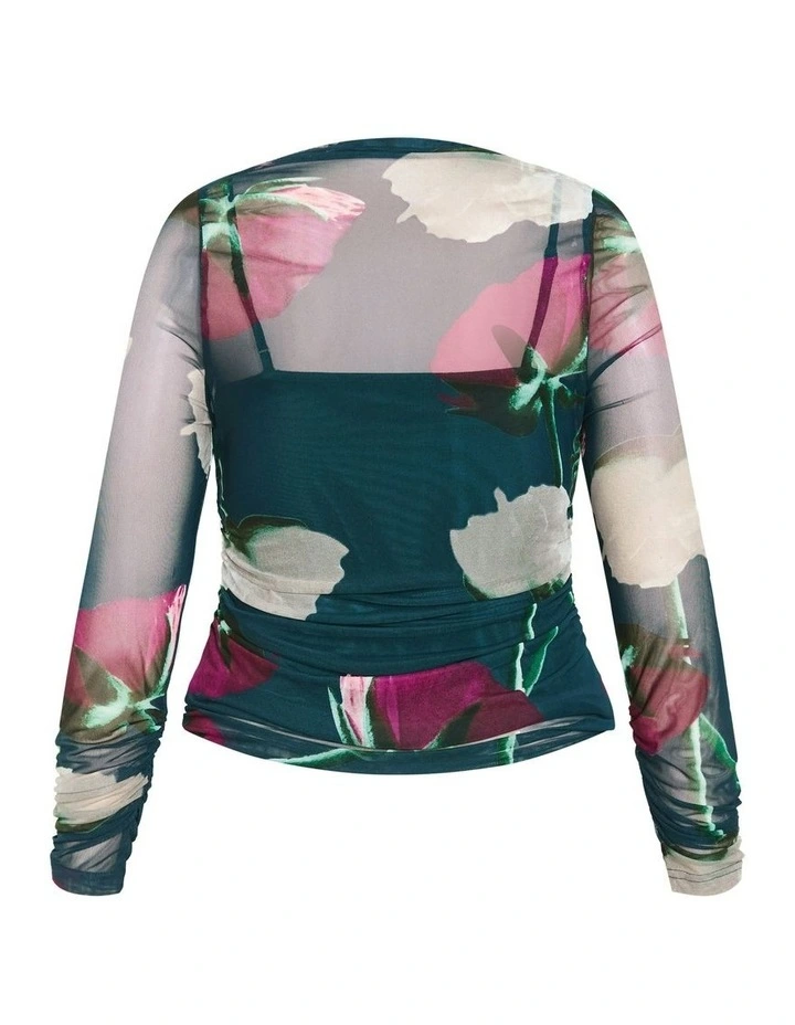 Lauryn Print Top in Emerald Stem image 6