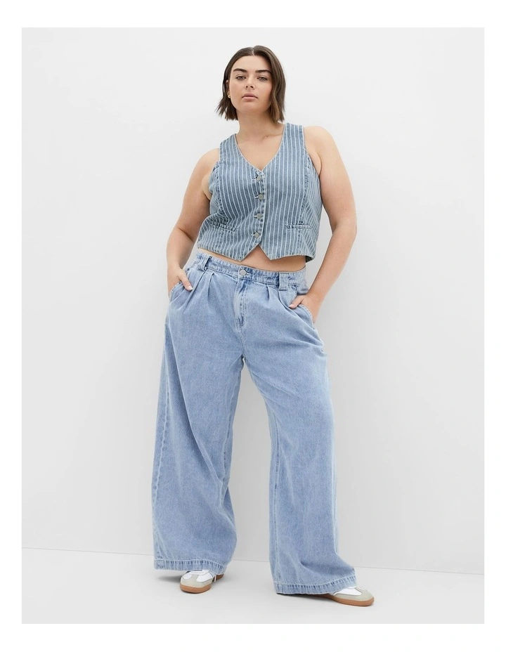Pinstripe Vest in Mid Denim image 1