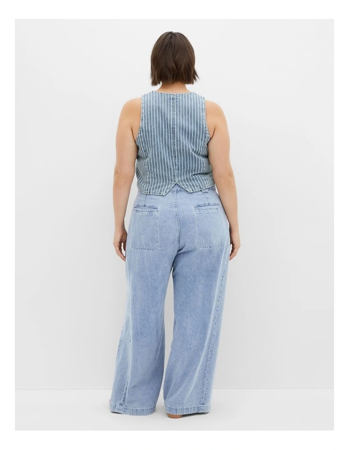 Pinstripe Vest in Mid Denim image 2