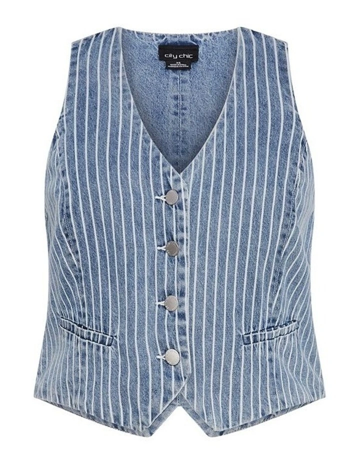 Pinstripe Vest in Mid Denim image 3