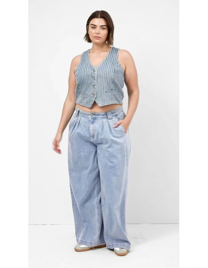 Pinstripe Vest in Mid Denim image 5