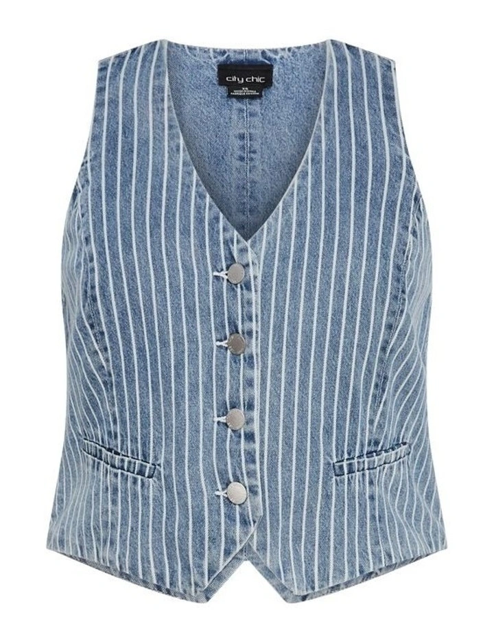 Pinstripe Vest in Mid Denim image 6