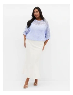 Crochet Knit Top in Soft Blue