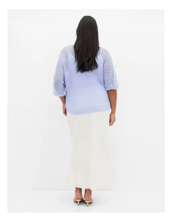 Crochet Knit Top in Soft Blue image 2