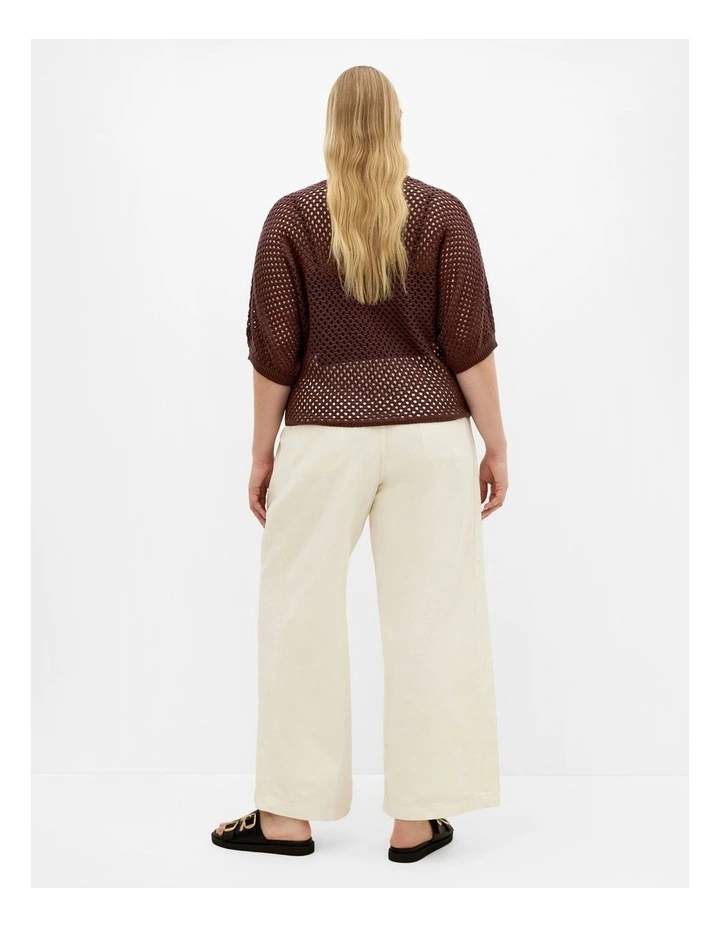 Crochet Knit Top in Chocolate image 2