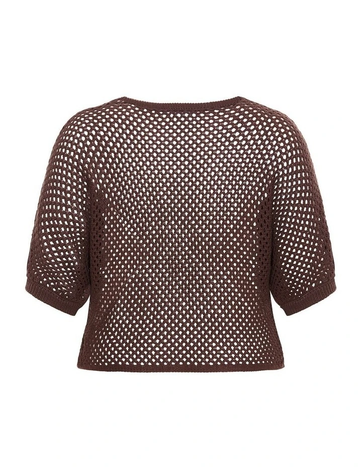 Crochet Knit Top in Chocolate image 4