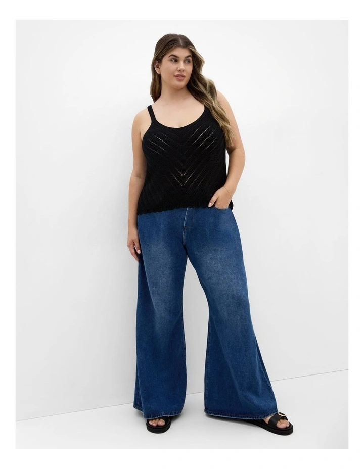 Sarah Crochet Knit Top in Black image 1