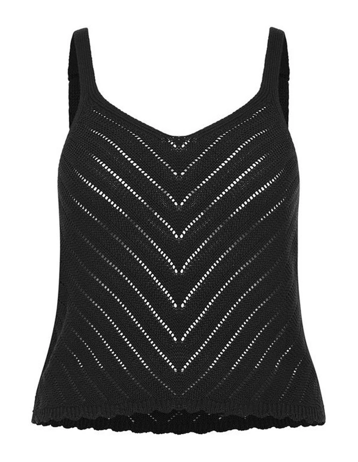 Sarah Crochet Knit Top in Black image 3