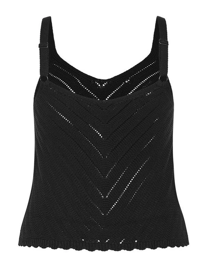 Sarah Crochet Knit Top in Black image 4