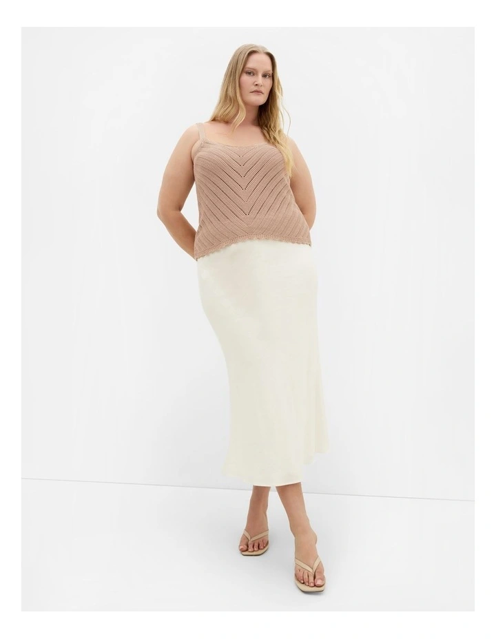 Sarah Crochet Knit Top in Taupe image 1