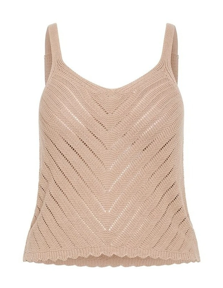 Sarah Crochet Knit Top in Taupe image 3