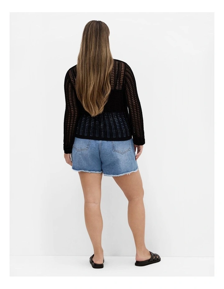 2 Way Crochet Top in Black image 2