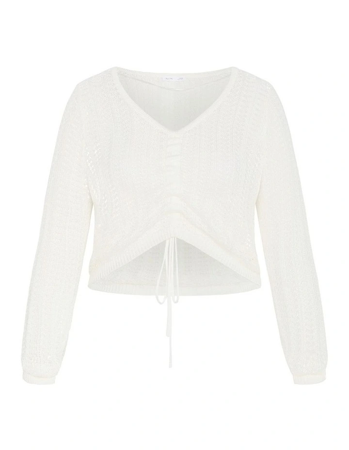 2 Way Crochet Top in Ivory image 3