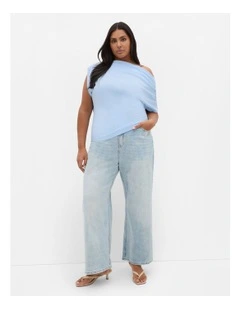 Imani Off Shoulder Top in Sky Blue