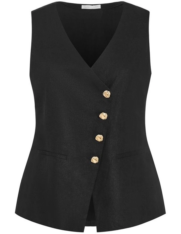 Vivien Linen Vest in Black image 3