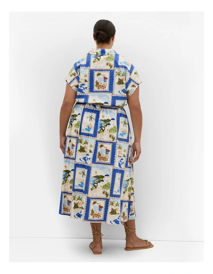 Vacay Postcard Print Shirt in Ocean Blue image 2