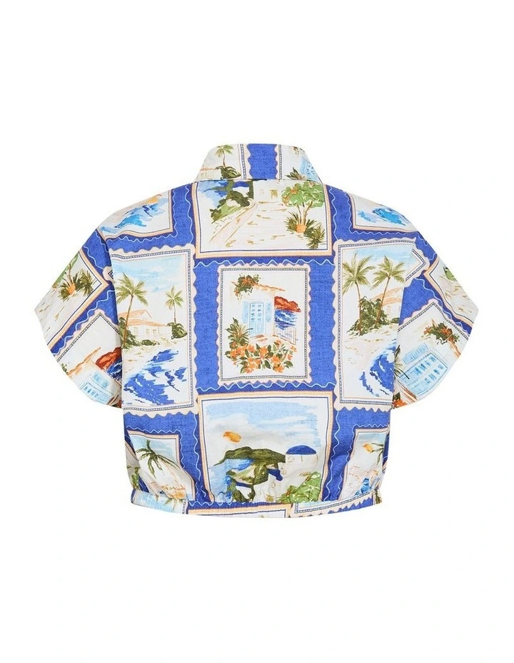 Vacay Postcard Print Shirt in Ocean Blue image 4