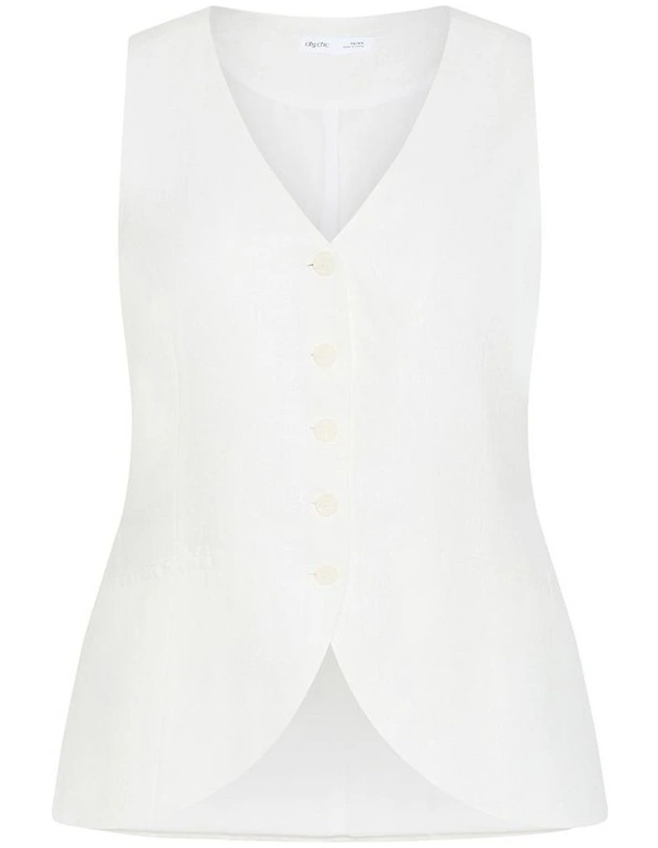 Devienne Linen Vest in Ivory image 3