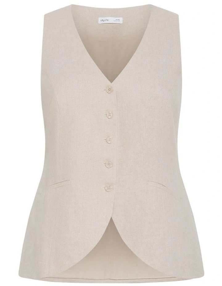 Devienne Linen Vest in Neutral image 3