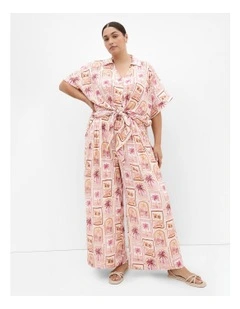 Postcard Print Shirt in Pink