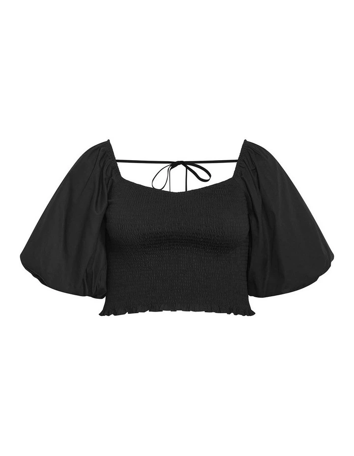 Amari Shirred Top in Black image 3