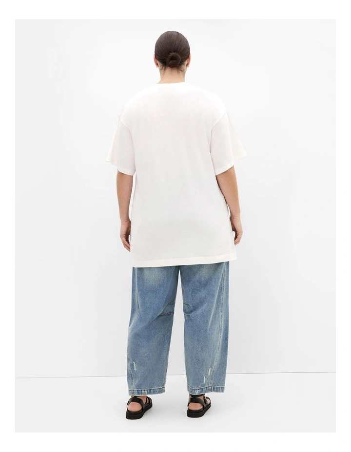 Oversized Split Tee in Ivory image 2