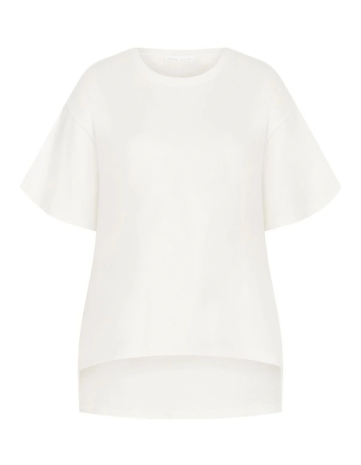 Oversized Split Tee in Ivory image 3