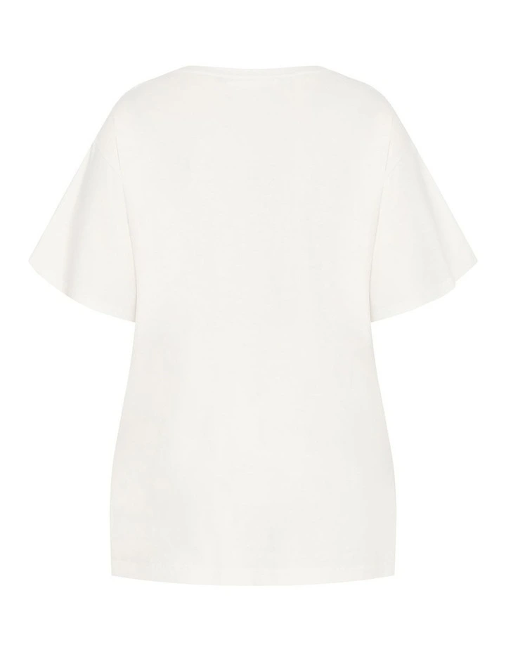 Oversized Split Tee in Ivory image 4