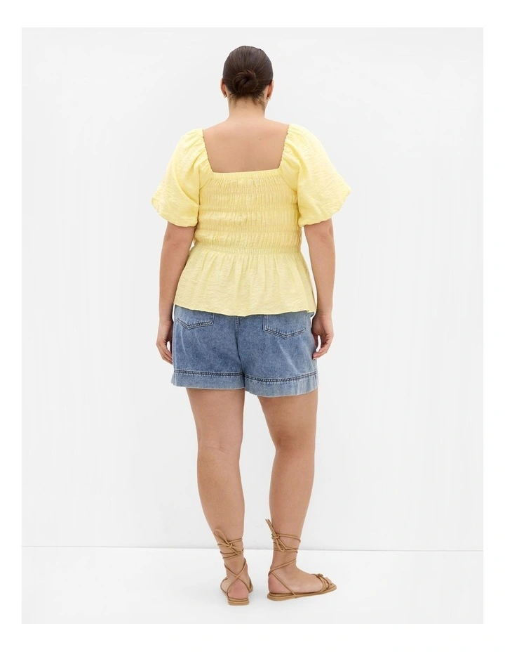 Clare Shirred Top in Lemon Drop image 2