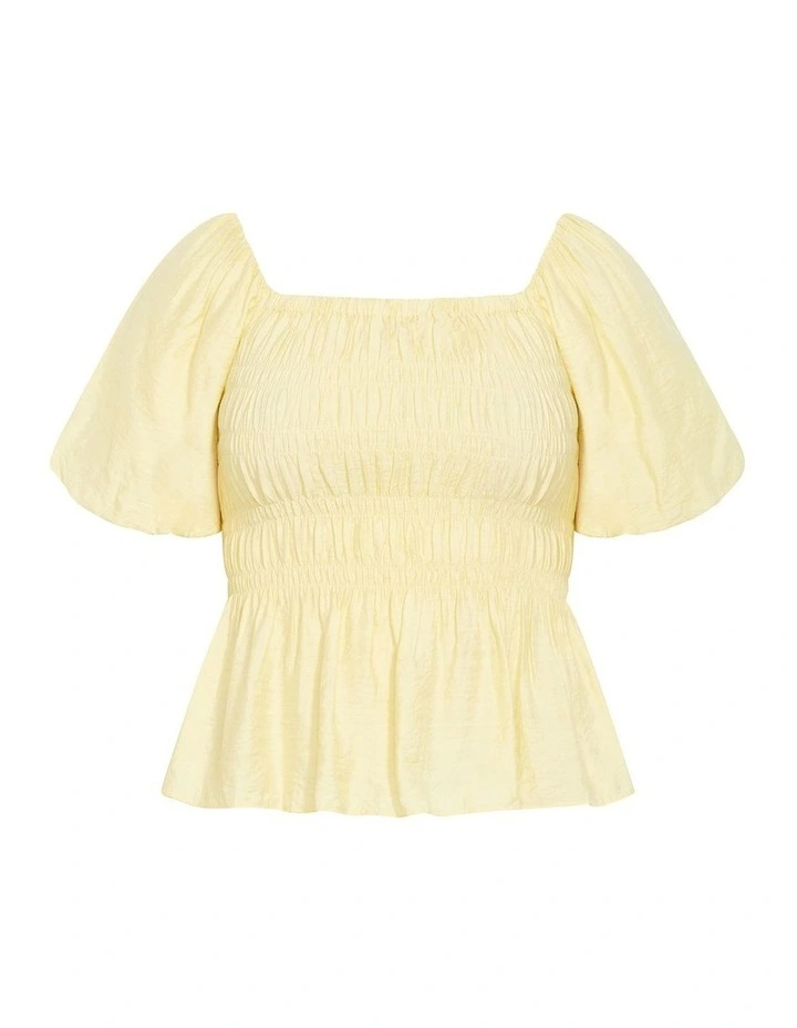 Clare Shirred Top in Lemon Drop image 3