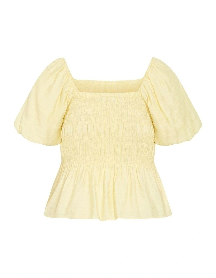 Clare Shirred Top in Lemon Drop image 4