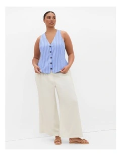 Anna Stripe Cotton Vest in Sky Blue