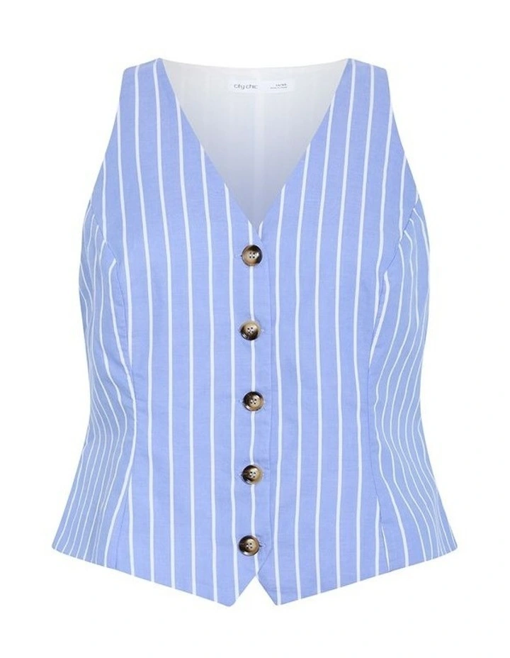 Anna Stripe Cotton Vest in Sky Blue image 3