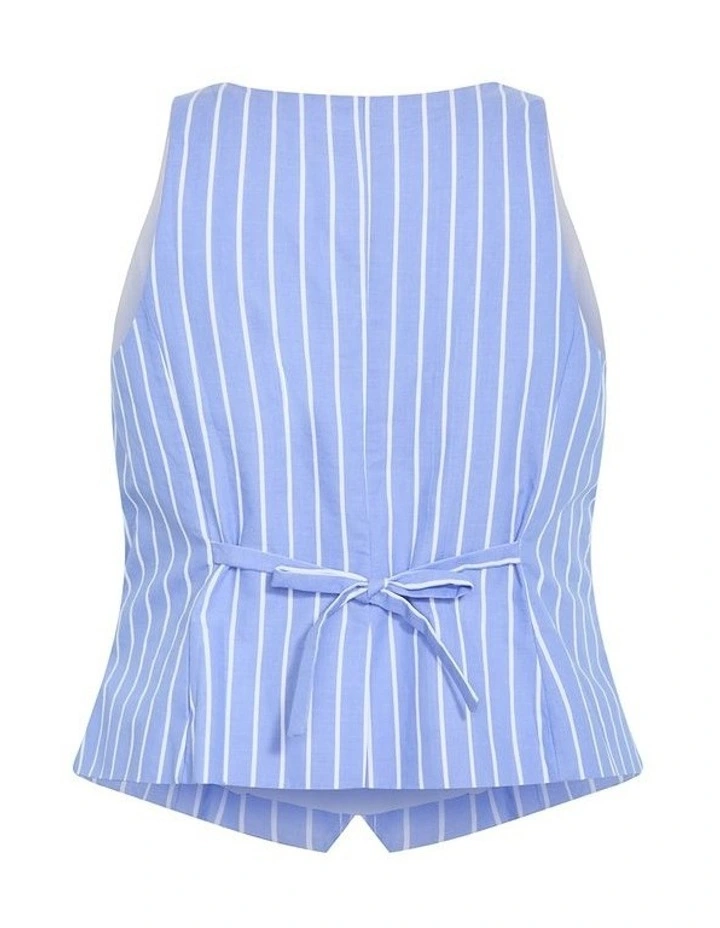 Anna Stripe Cotton Vest in Sky Blue image 4