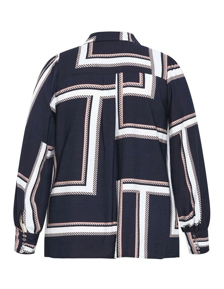 Hallie Print Shirt in Navy image 4