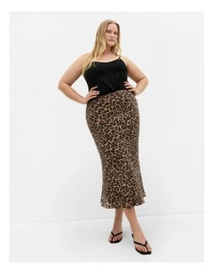 Kyra Midi Skirt in Leopard Print