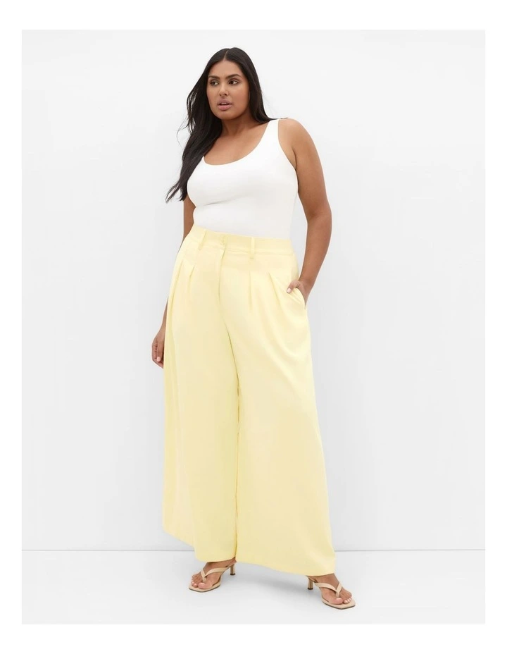 Abbie Fully Lined Wide Leg Pant in Lemon image 1