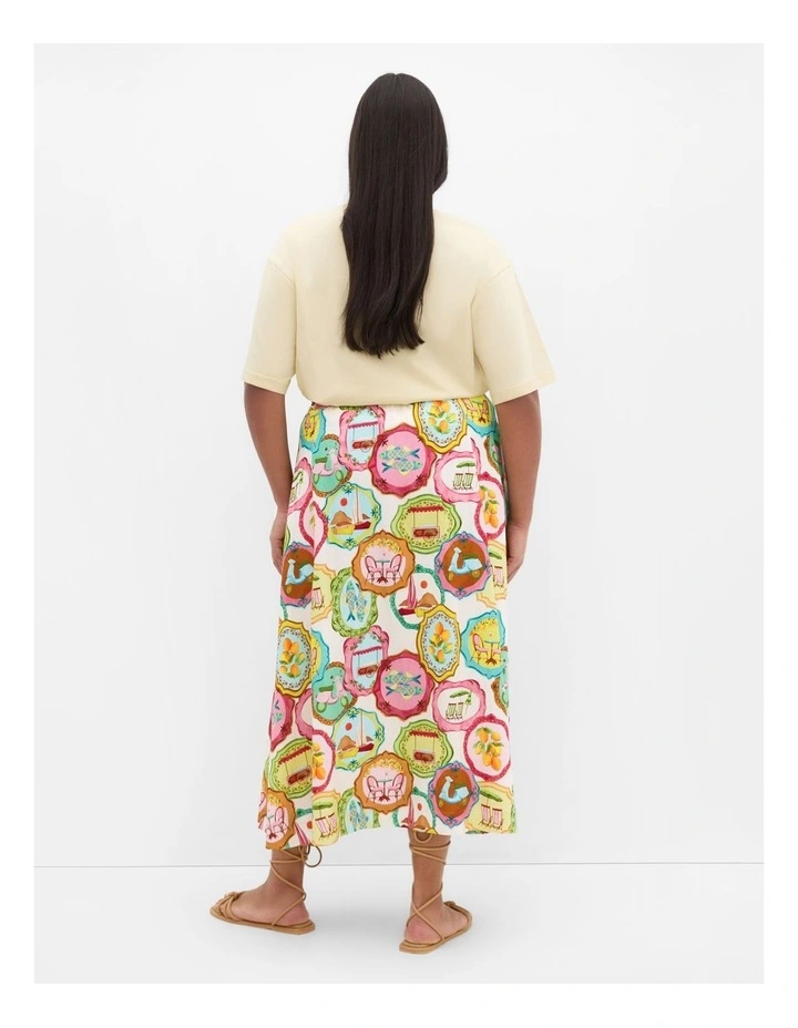Capria Holiday Print Midi Skirt in Cream image 2
