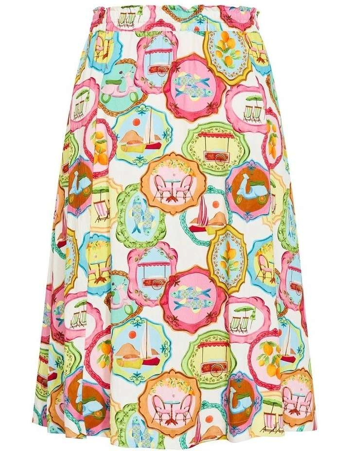 Capria Holiday Print Midi Skirt in Cream image 4