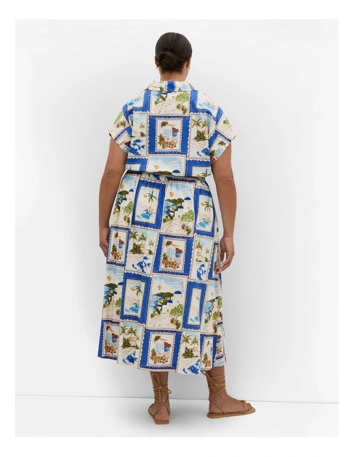 Vacay Postcard Print Skirt in Ocean Blue image 2