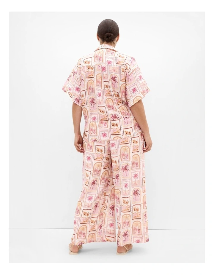 Postcard Print Wide Leg Pant in Sand image 2