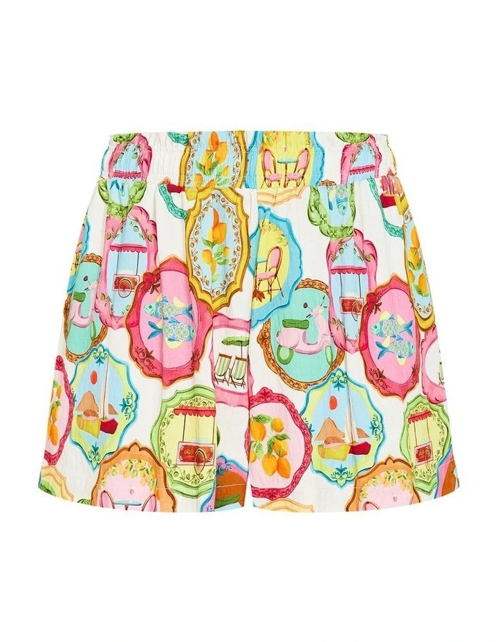 Capria Holiday Print Shorts in Cream image 3