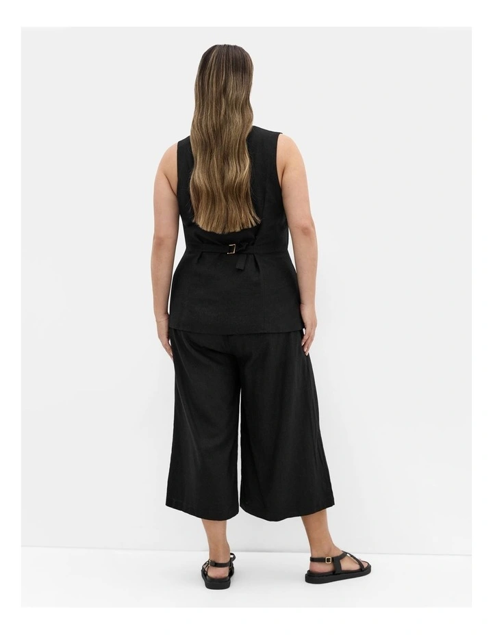 Abbie Linen Crop Pant in Black image 2