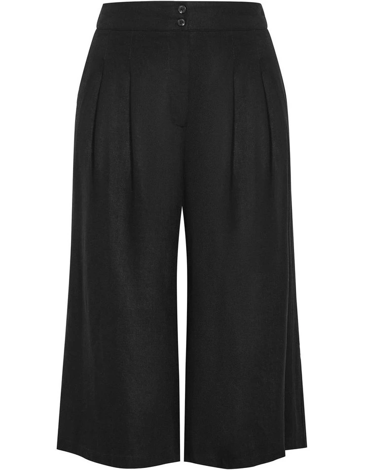 Abbie Linen Crop Pant in Black image 3