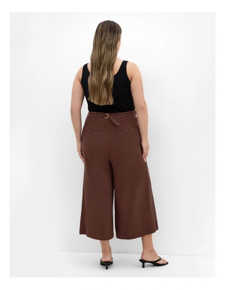 Abbie Linen Crop Pant in Chocolate image 2