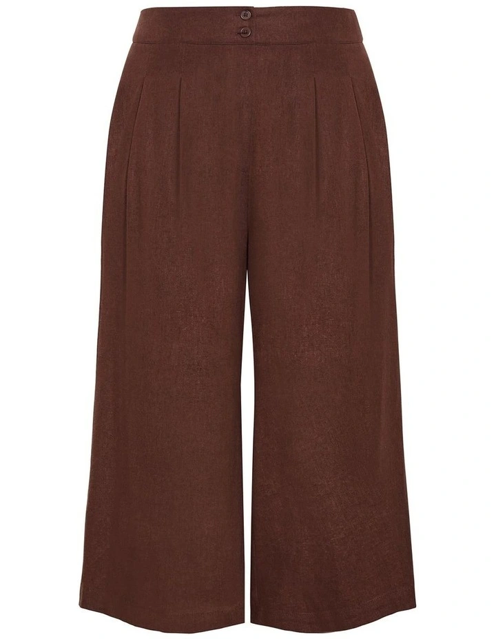 Abbie Linen Crop Pant in Chocolate image 3